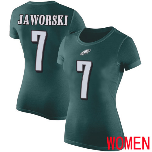 Women Philadelphia Eagles #7 Ron Jaworski Green Rush Pride Name and Number NFL T Shirt